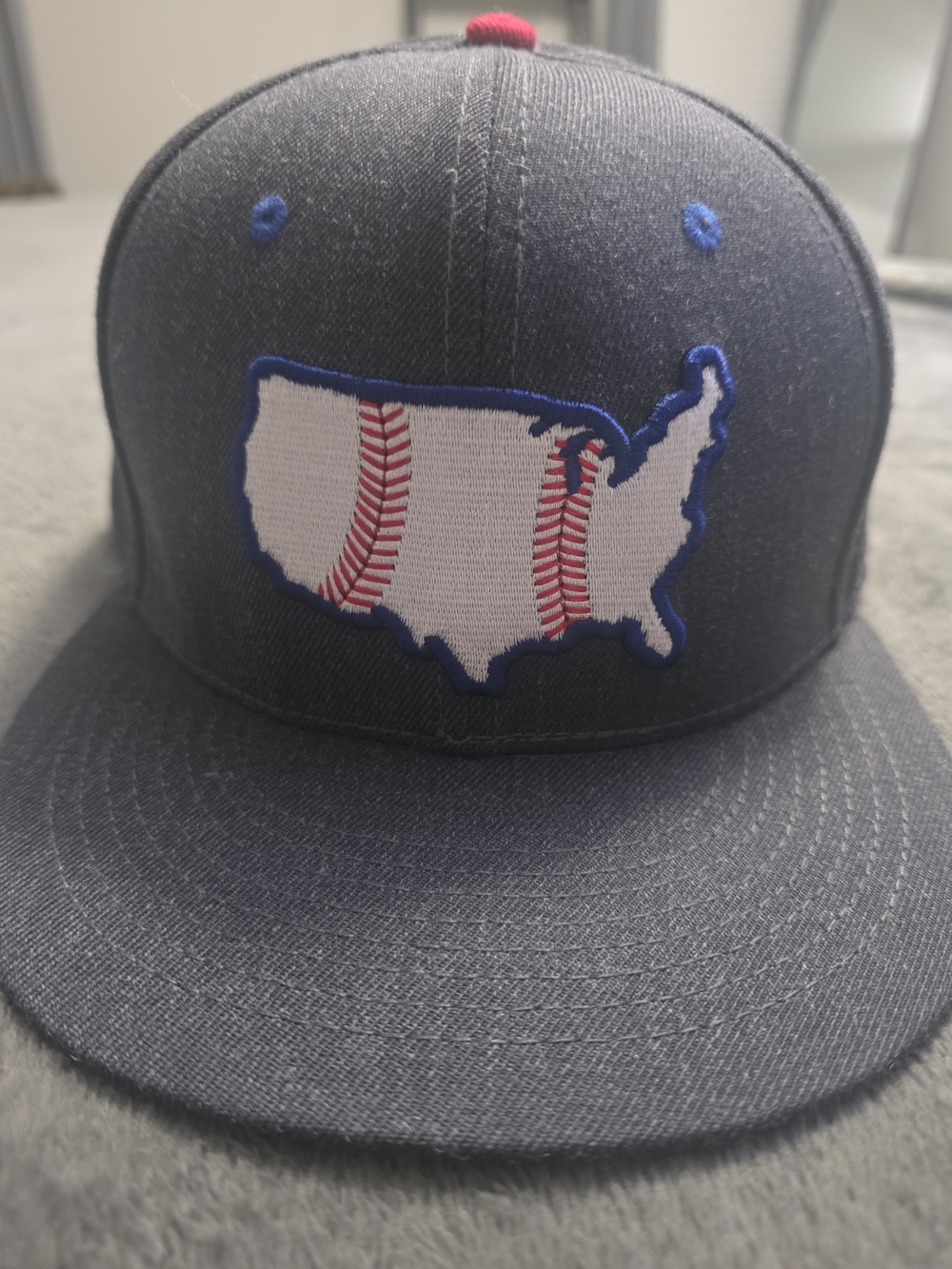 Grey Baseball USA Map Flat Bill Hat
